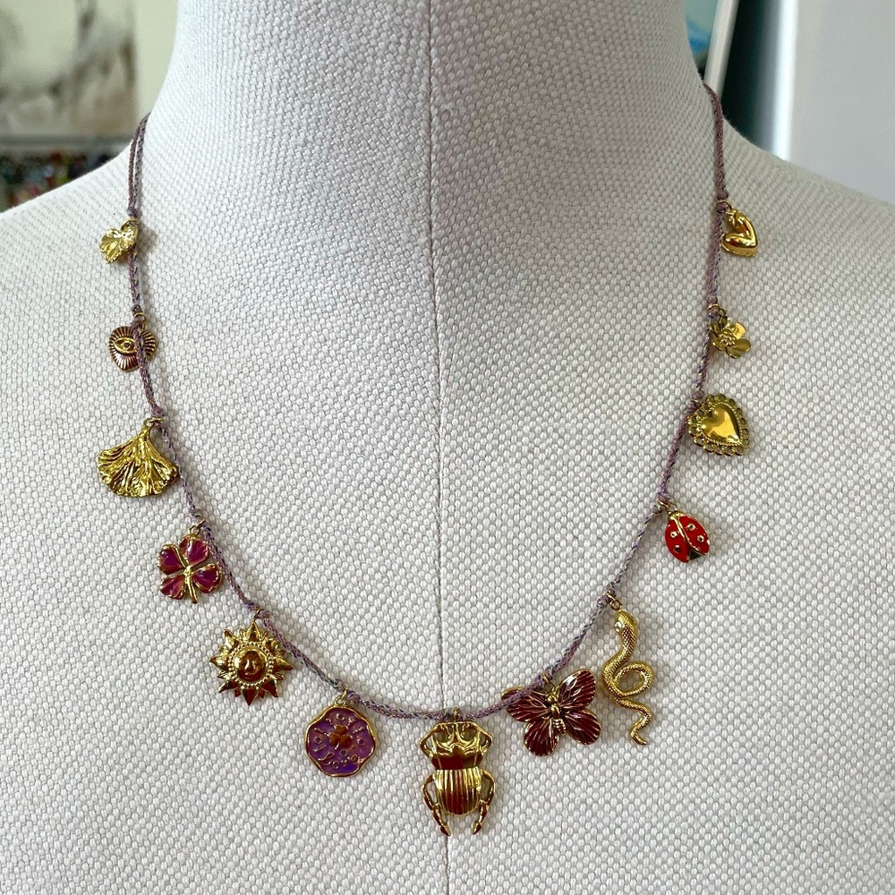 Habaha Paris Purple Beetle Charm Necklace